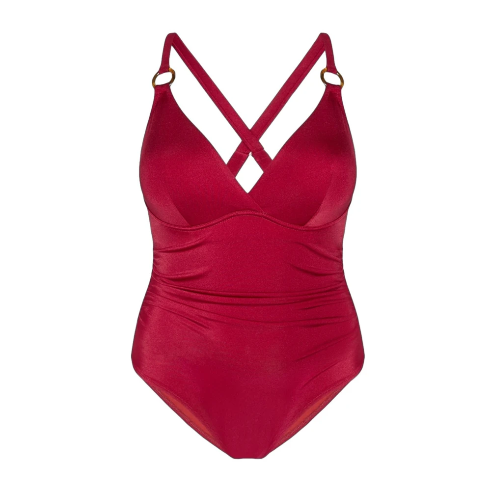 Fiorella Rubino Vrouw Rood Badmode Dames, 2XL, Polyester, Eendelig Badpak Met Ringdetail