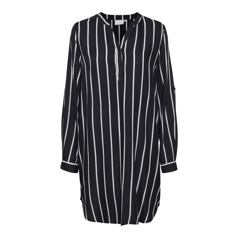 Kaffe Black Striped Shirt Dress /Chalk Stripe - Female - Shirt Dresses - L - Dresses