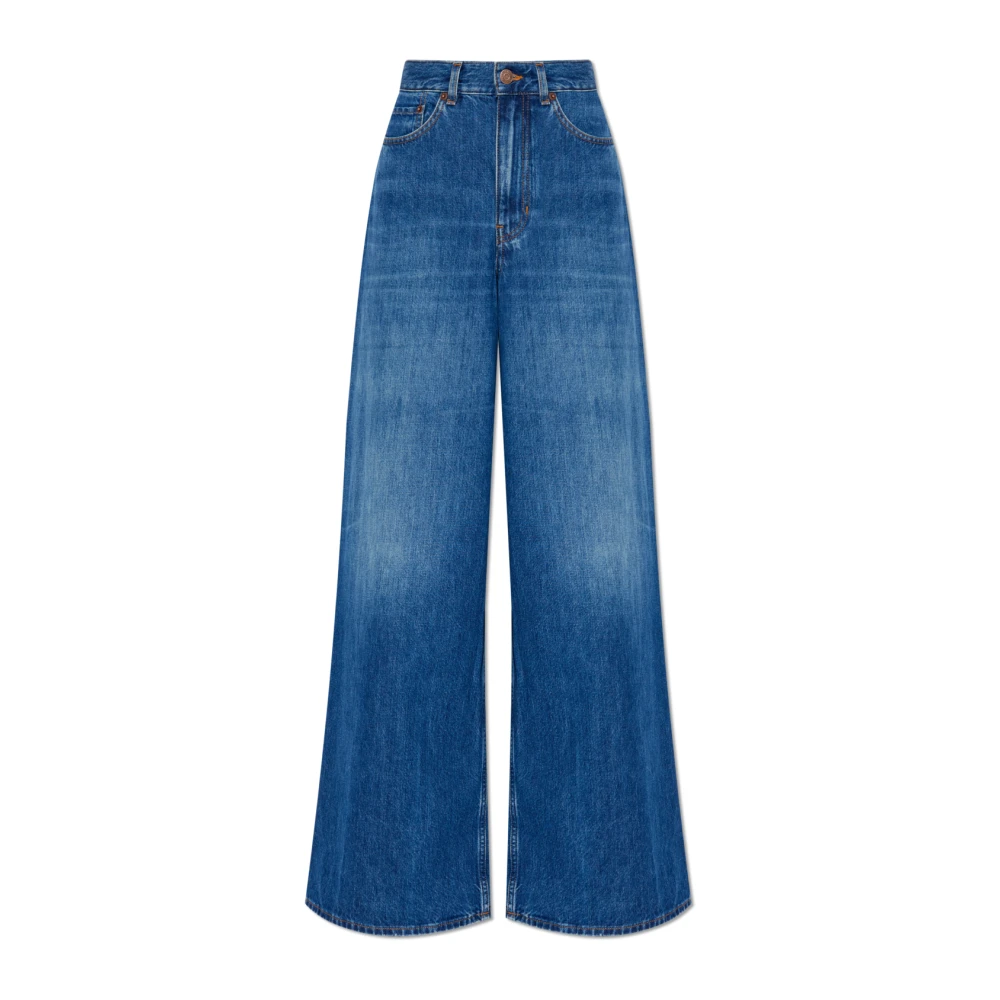 Chloé Vintage-Wash Wide-Leg Denim Jeans Blue Dames