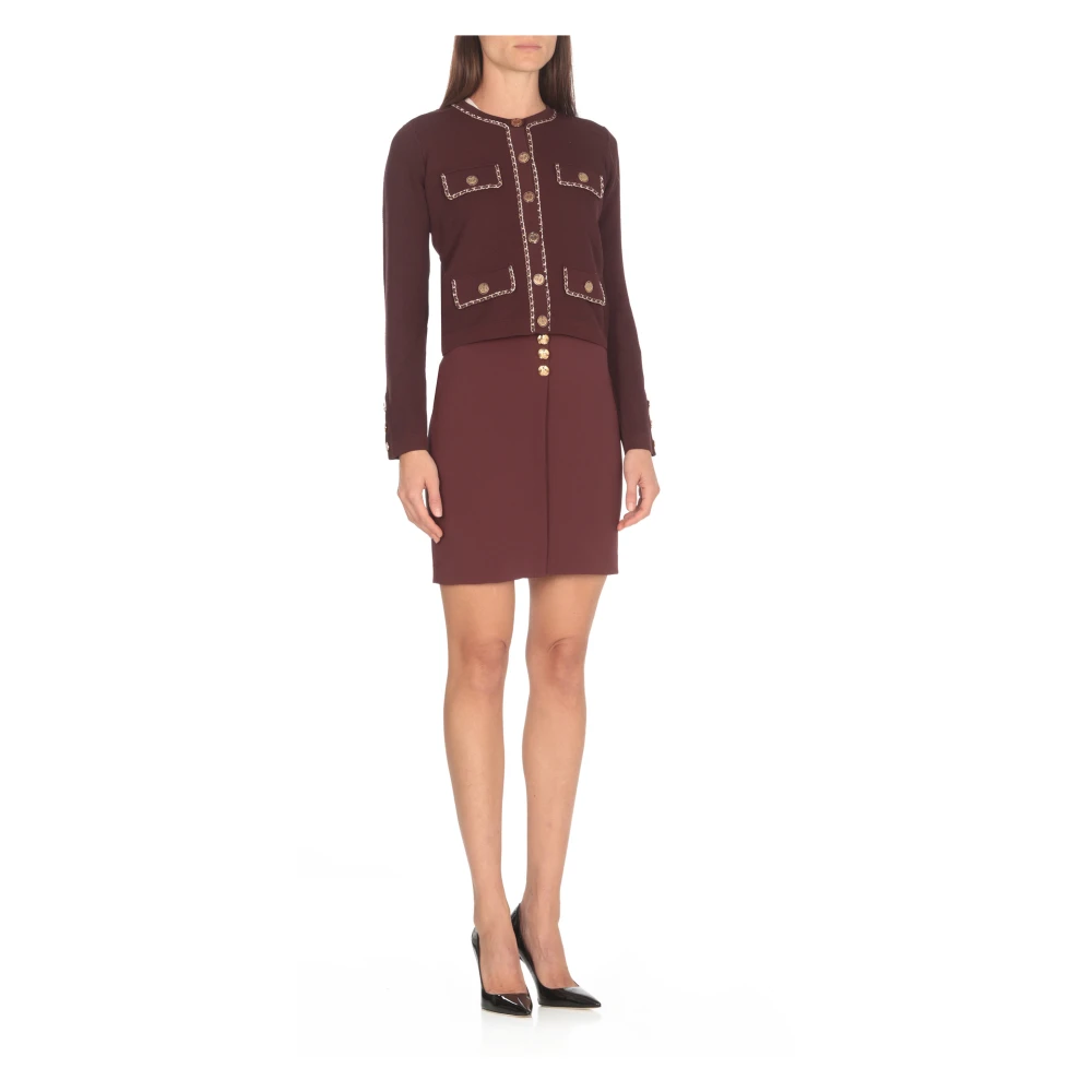 Elisabetta Franchi Bordeaux Sweater met knoopdetails Red Dames