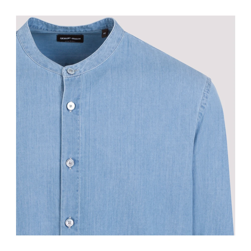 Giorgio Armani Bleach Denim Shirt Blue Heren