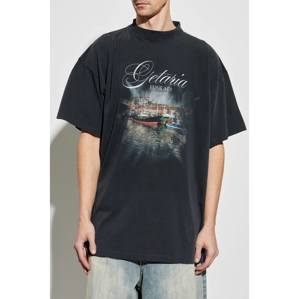 Balenciaga Getaria Tubular Oversized T-Shirt Gray Heren