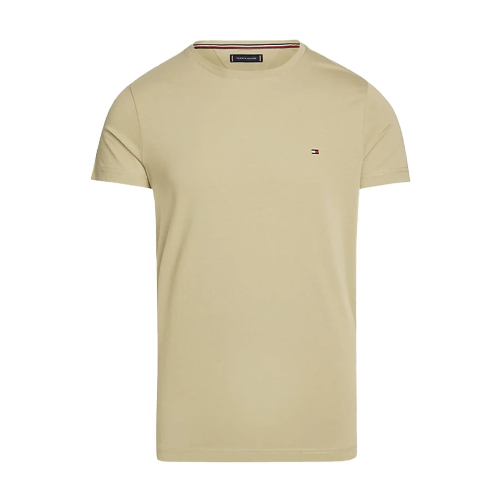 TOMMY HILFIGER Heren Polo's & T-shirts Stretch Slim Fit Tee Olijf
