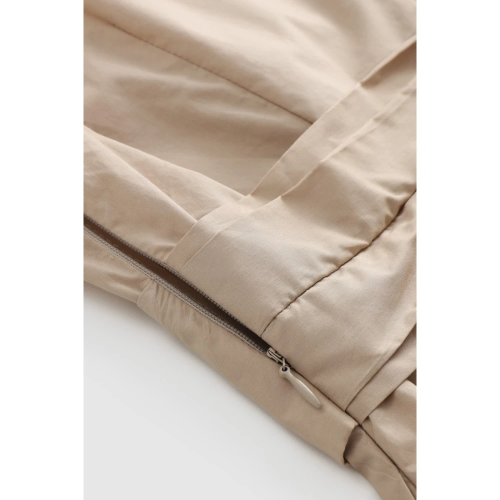 Woolrich Geplooide Katoenen Korte Jurk Beige Dames