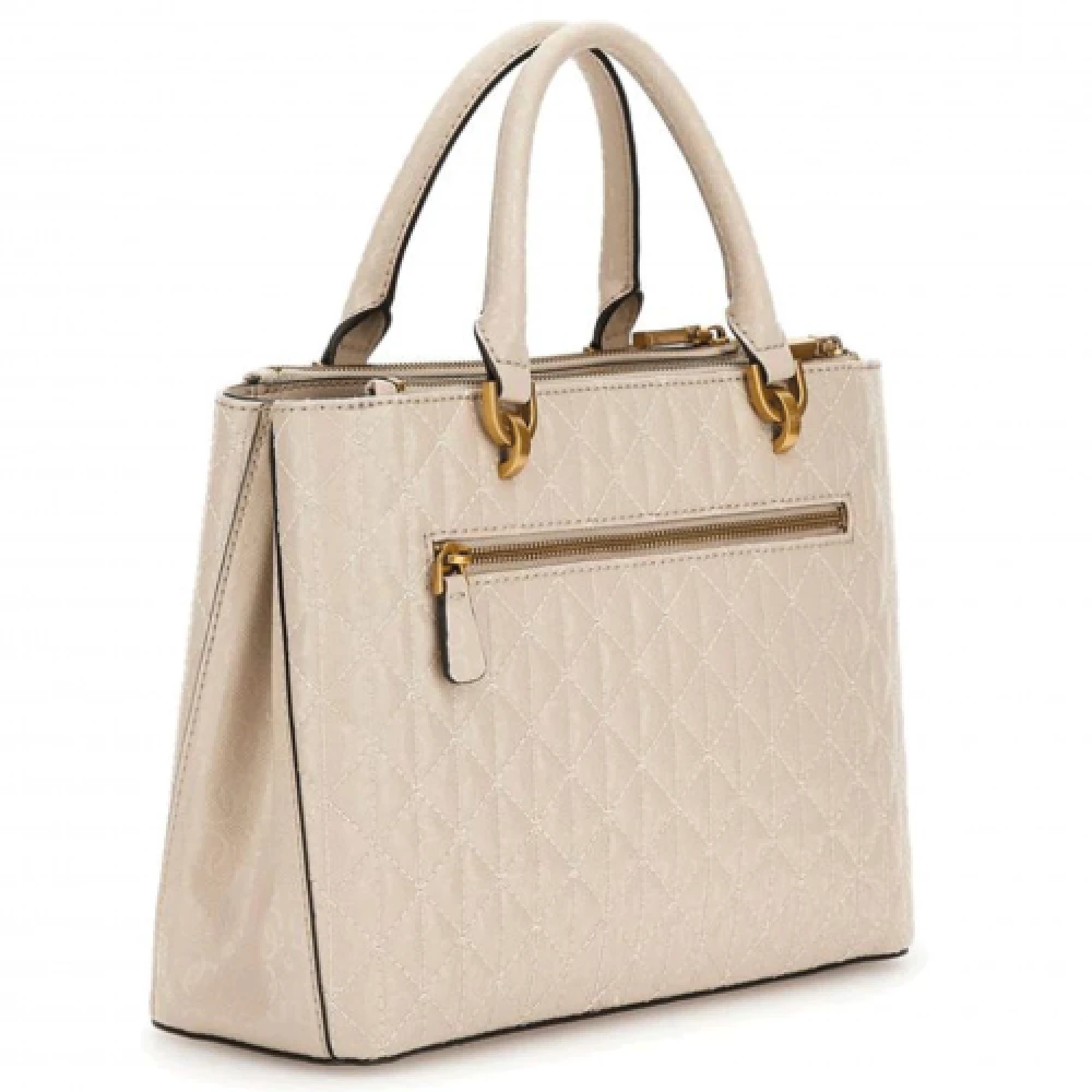 Guess Beige Handtas met Gouden Logo Beige Dames