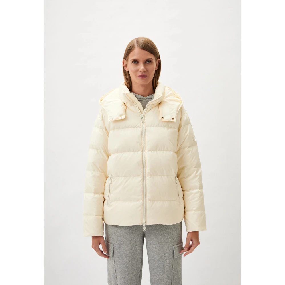 Twinset Ivoor Pufferjas Gewatteerd Ontwerp Beige Dames