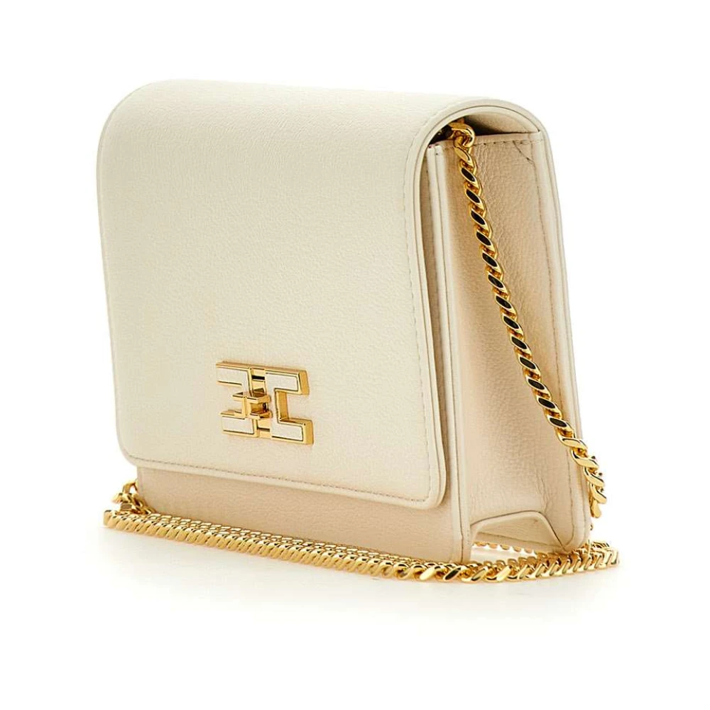 Elisabetta Franchi Witte Schoudertas met Gouden Ketting White Dames