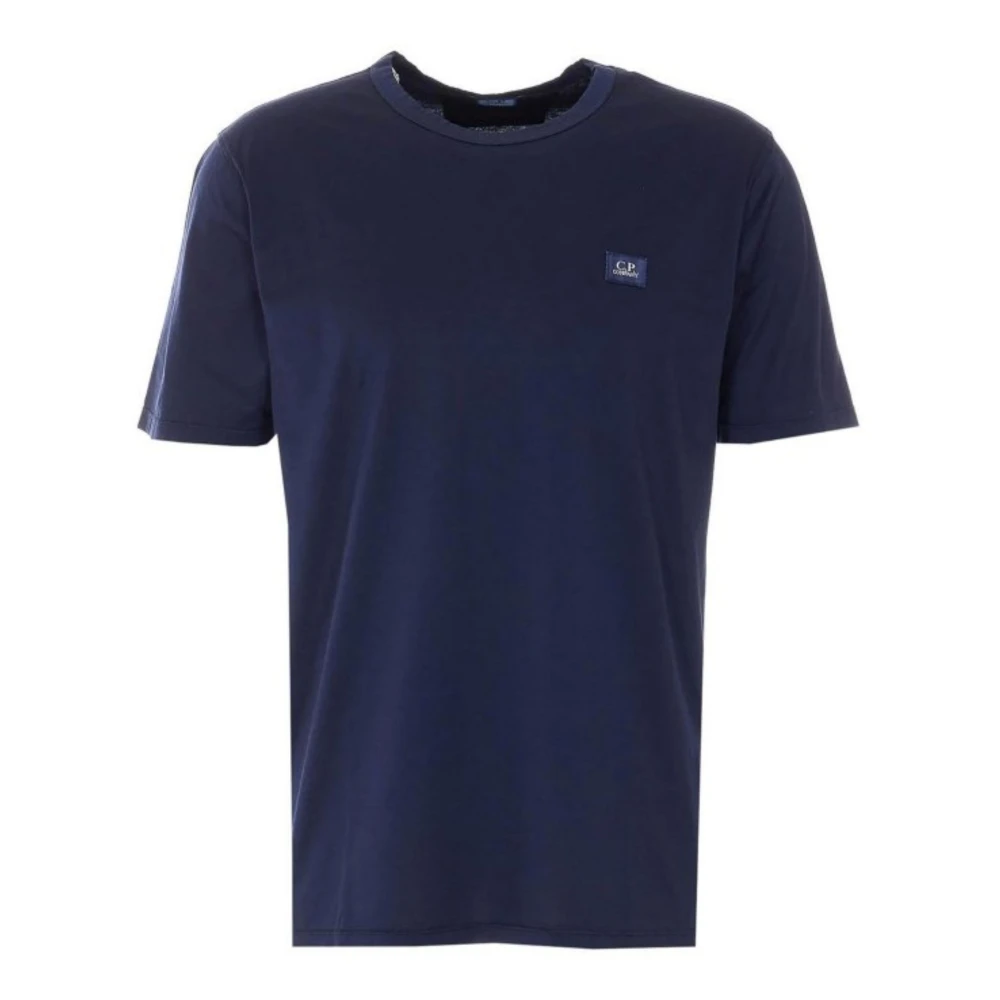 C.p. Company , T-Shirts, Male, Blue, S, Logo Cotton T-Shirt