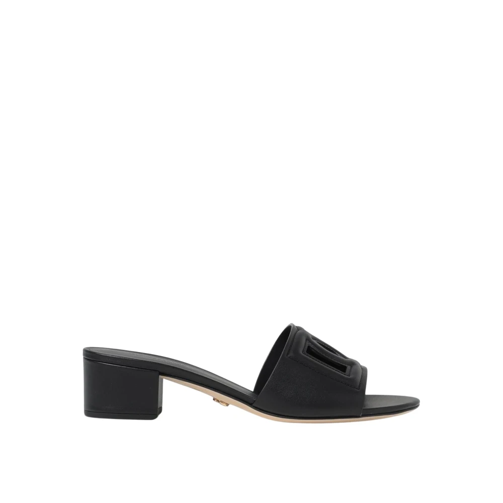 Dolce & Gabbana Women's Black Heeled Mules,, Pink Block Heel Sandals Size 3 Uk