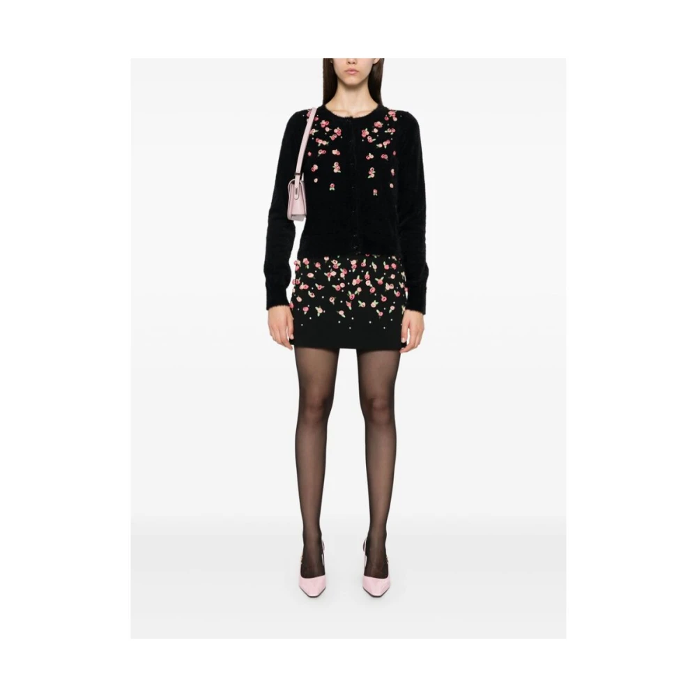 Blumarine Zwarte Bloemenapplicatie Rok Black Dames