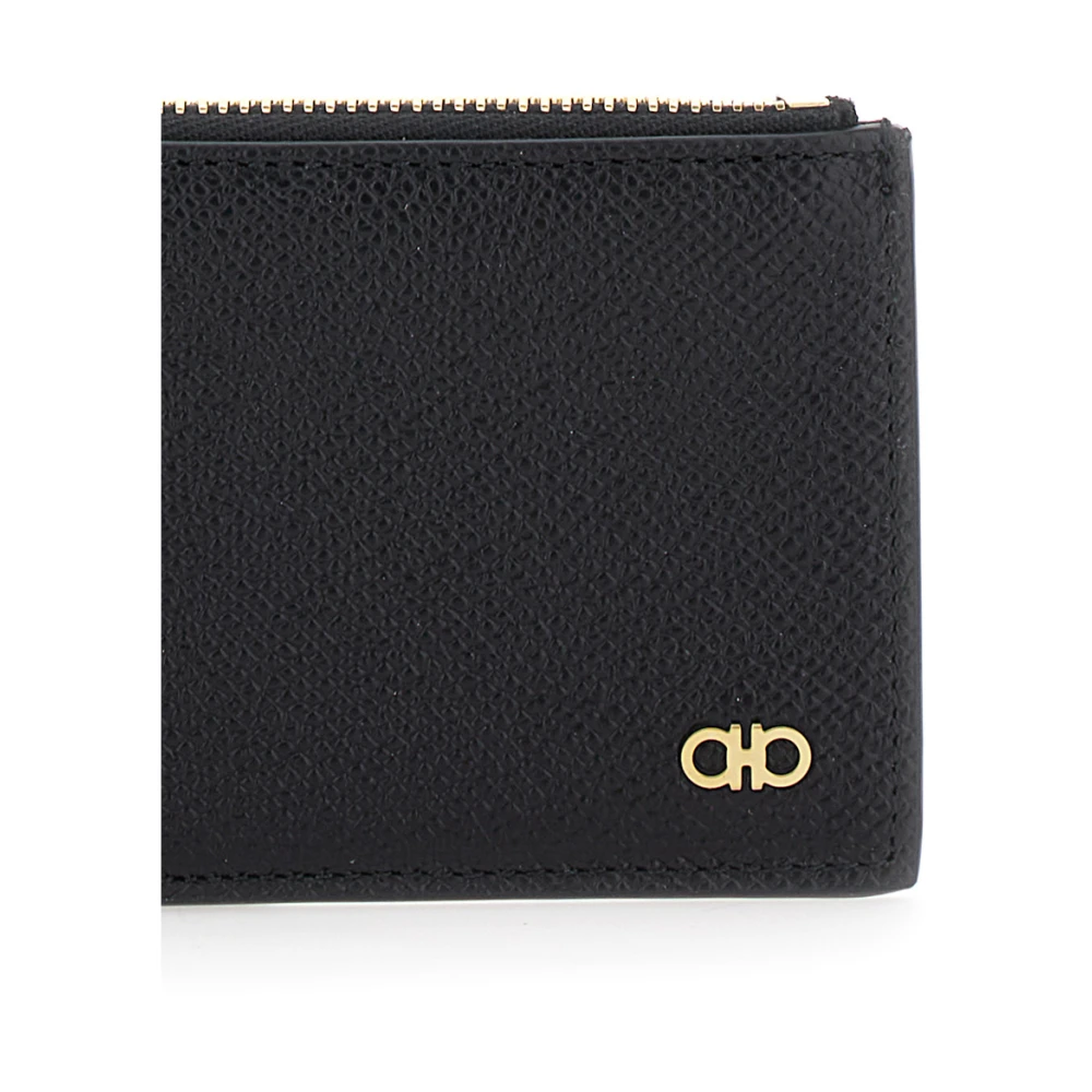 Salvatore Ferragamo Zwarte Micro Gancio Portemonnees Black Heren