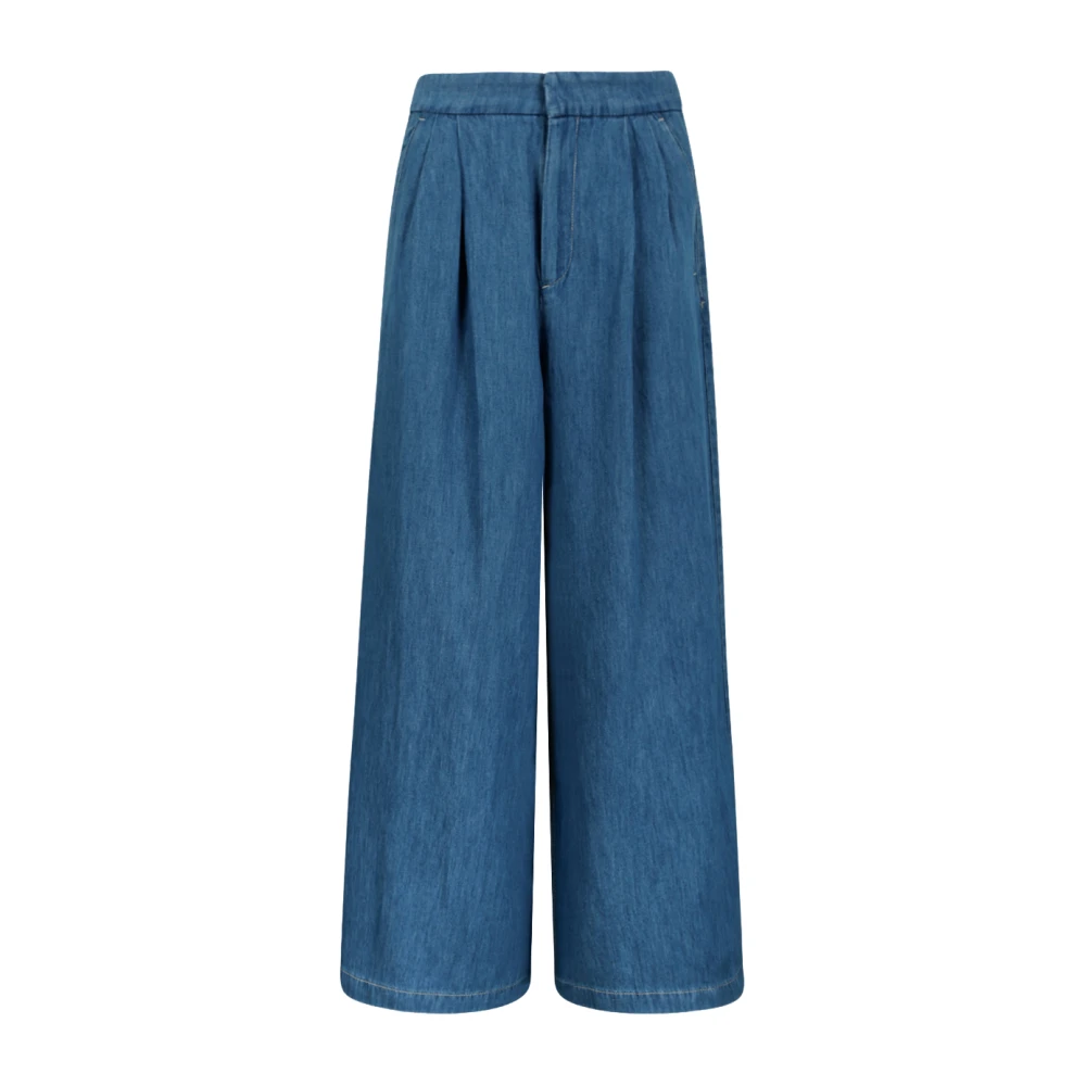 Max Mara Women's Blue Smmnastro Wide-Leg Denim Culottes - Wide Jeans - 3XS - Jeans