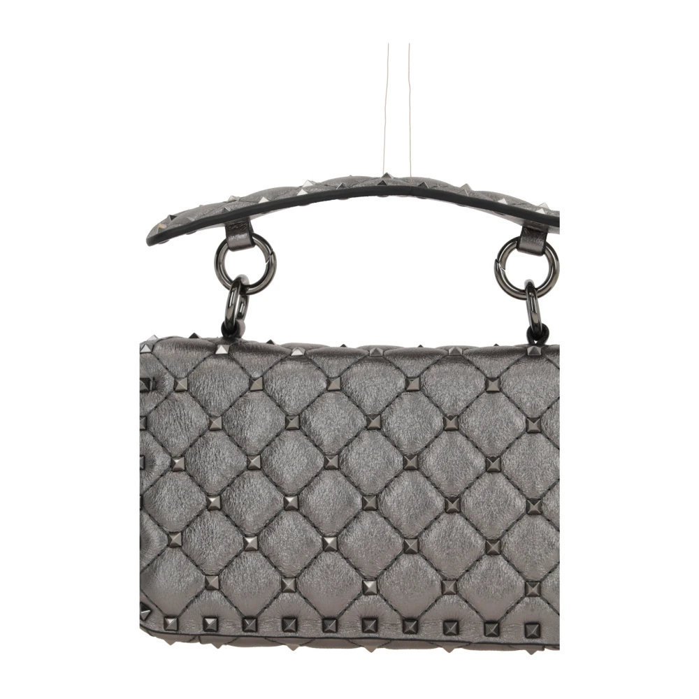 Valentino Garavani Gestikte antraciet schoudertas met studs Gray Dames