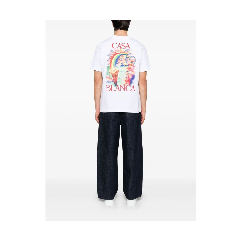Casablanca Wit Logo Print Crew Neck T-shirt White Heren