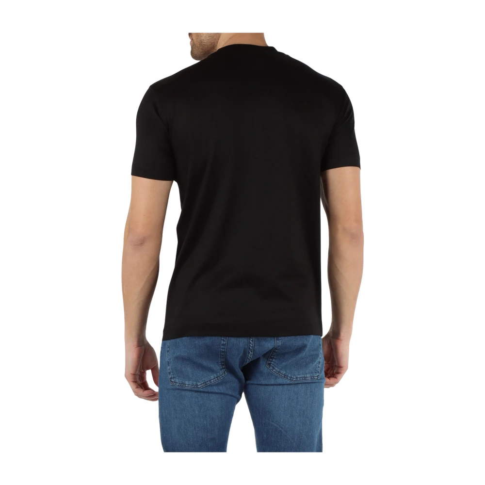 Emporio Armani Essentiële Katoenen en Lyocell T-shirt Black Heren