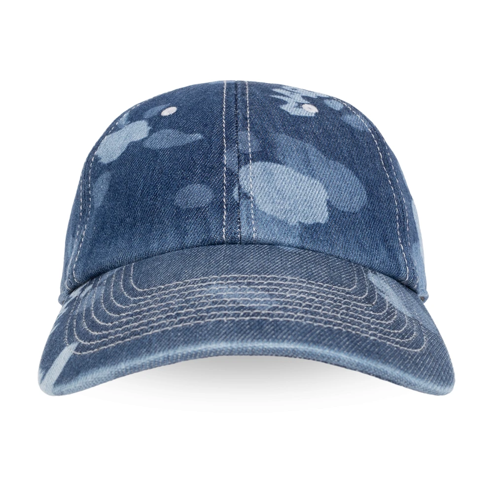 Marni Denim baseball cap met druipend print Blue Heren