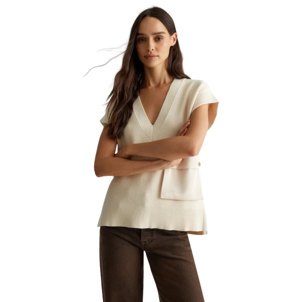 Liu Jo Gebreid vest met zak Beige Dames