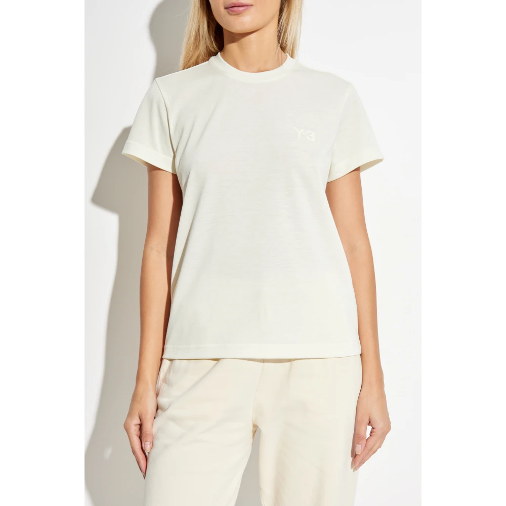 Y-3 T-shirt met logo Beige Dames