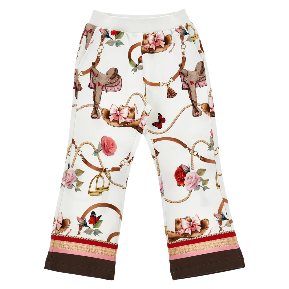 Monnalisa Multicolor Floral Equestrian Trousers - Female - Trousers - 5 Y - Kids
