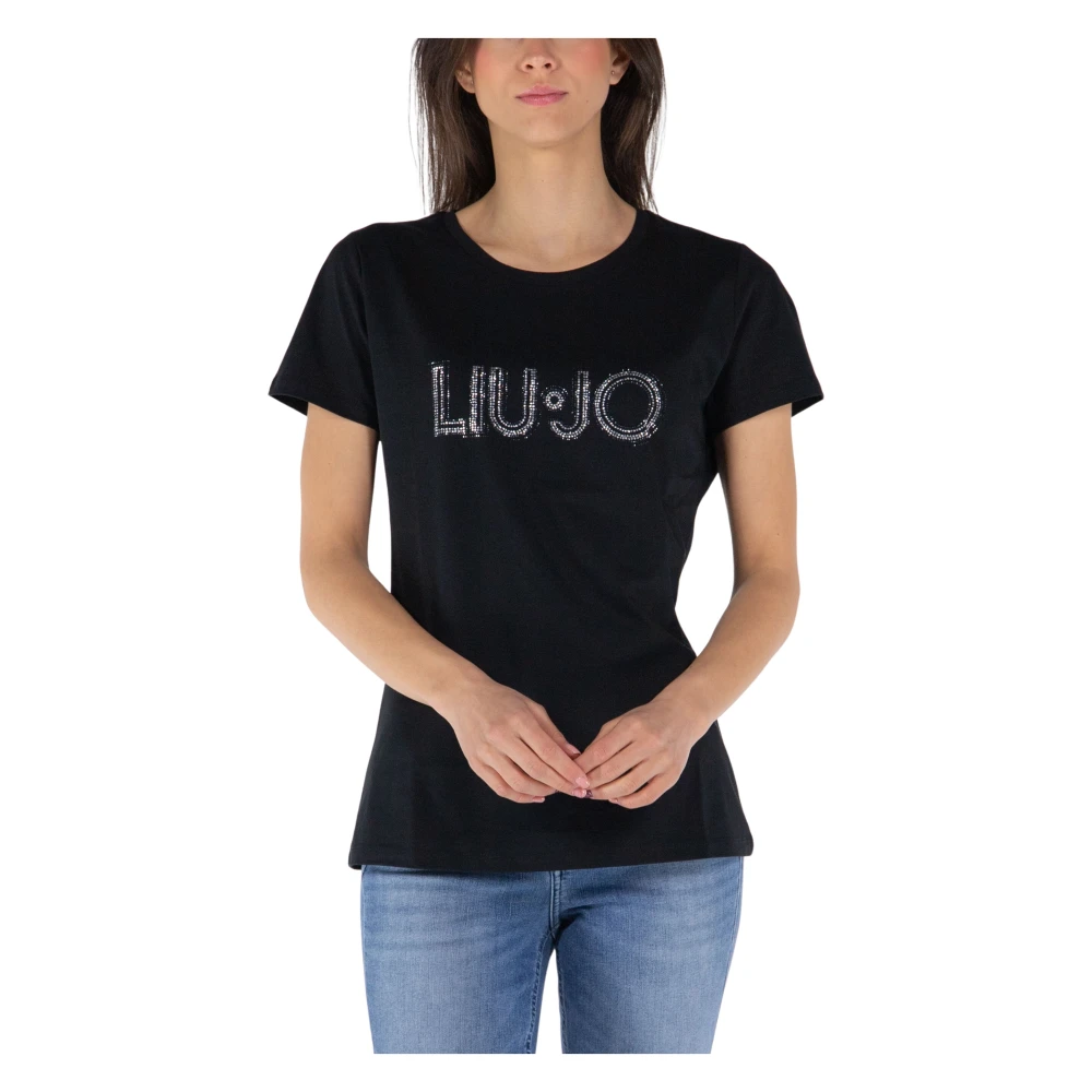 Liu Jo Logo Strass T-Shirt Black Dames