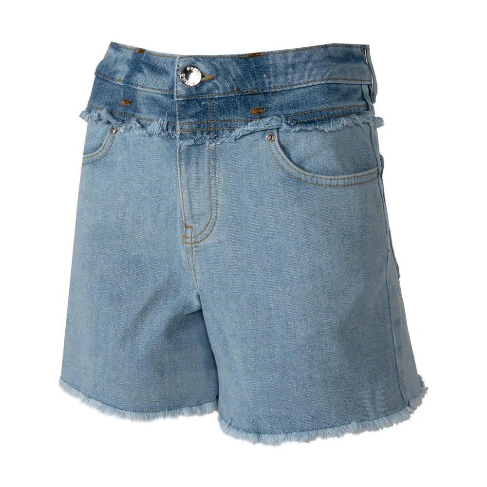 Pinko Denim Shorts met Stijlvolle Details Blue Dames