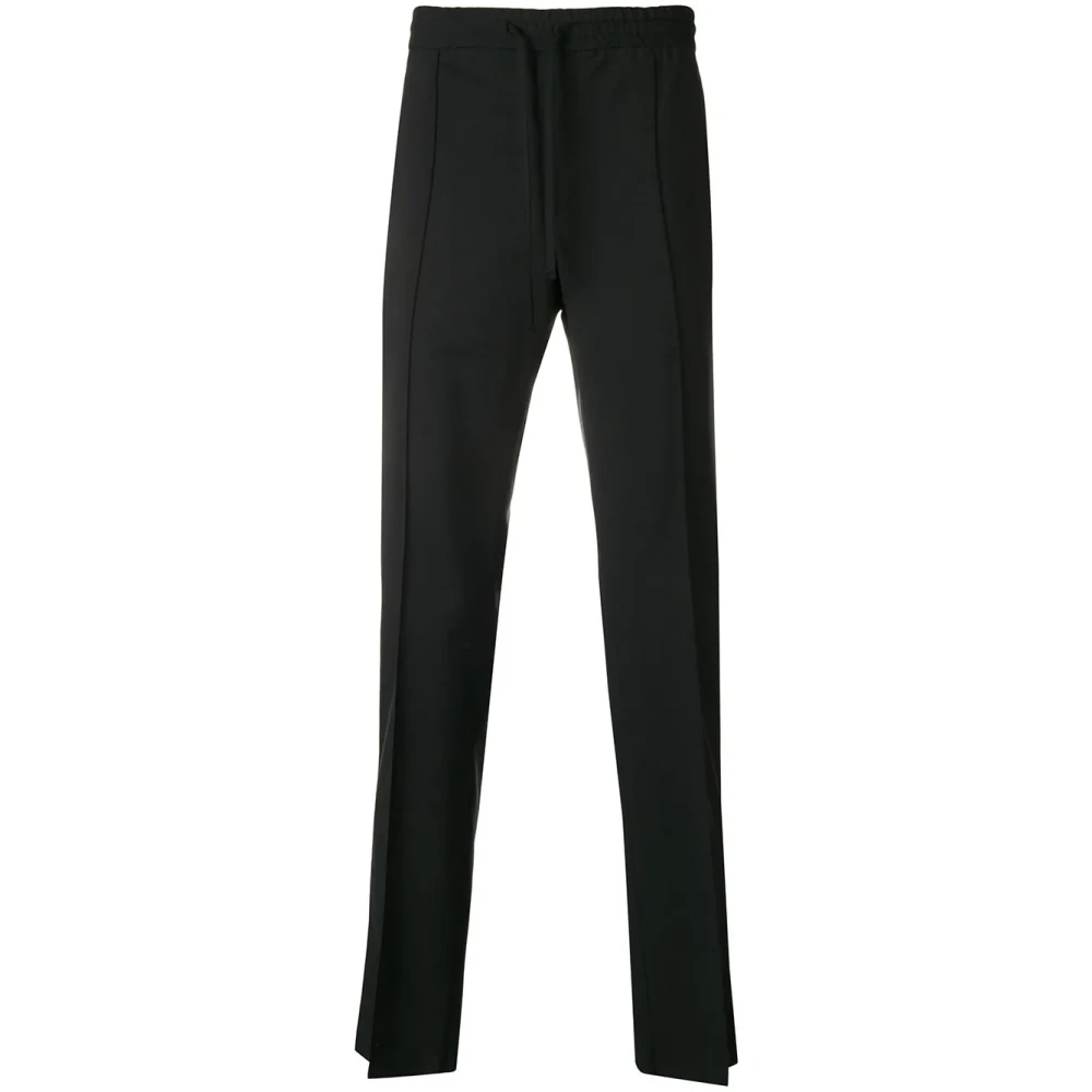 Valentino Garavani Black Sweatpants, Male, Xl, Wool Mohair Trousers With Piping