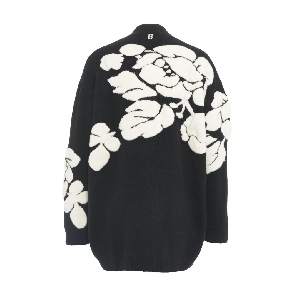 Blugirl Zwarte Bloemen Jacquard Vest Gebreide Kleding Black Dames