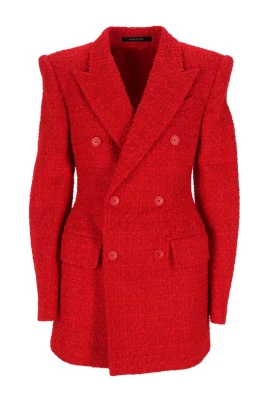 Röd Tweed Blazer Jacka Damkappa
