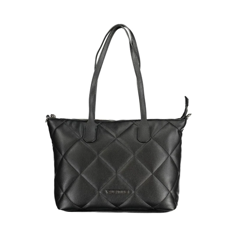 Valentino by Mario Valentino Zwarte polyethyleen schoudertas met kettinghandvat Black Dames