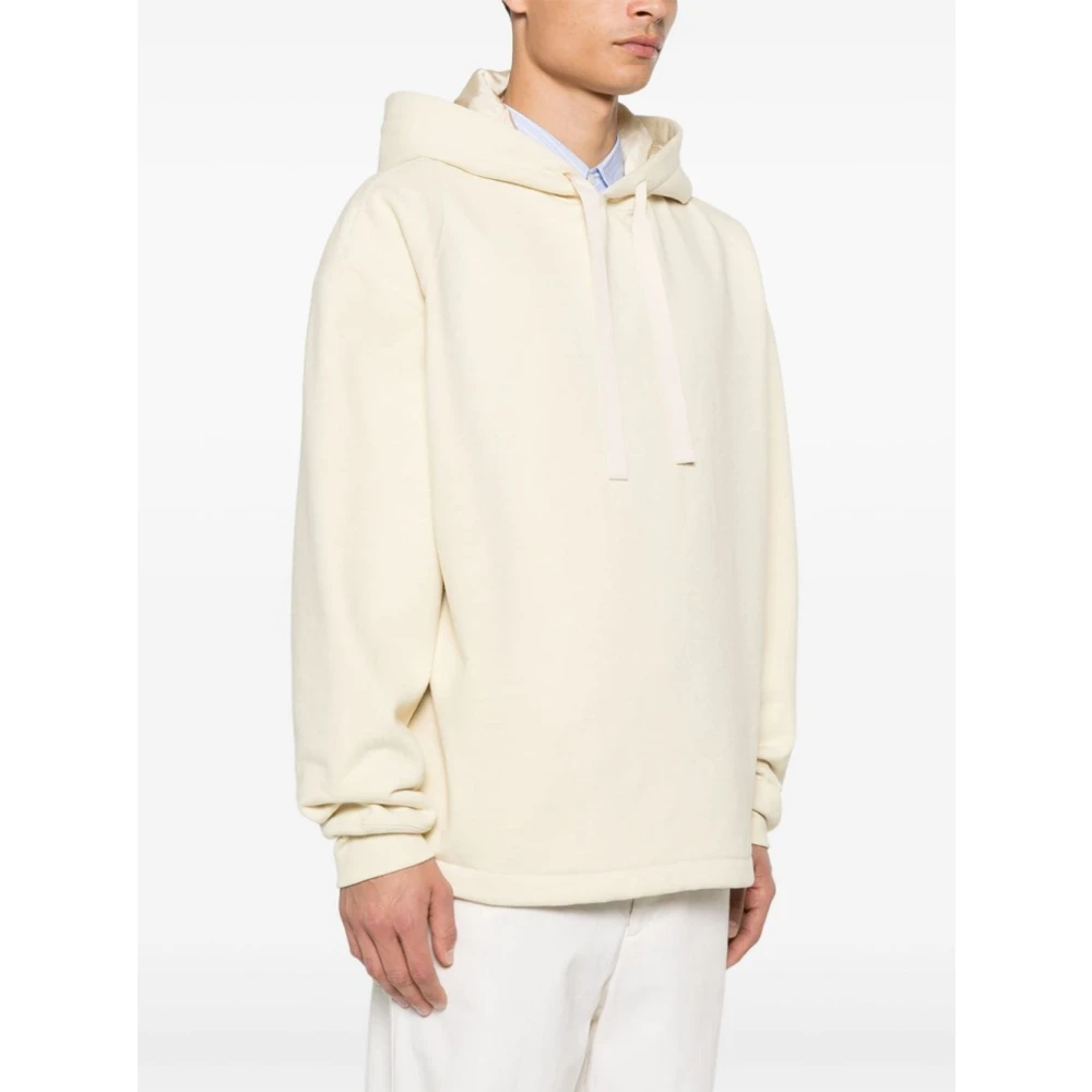 Jil Sander Witte Sweater met Trekkoord Capuchon Beige Heren