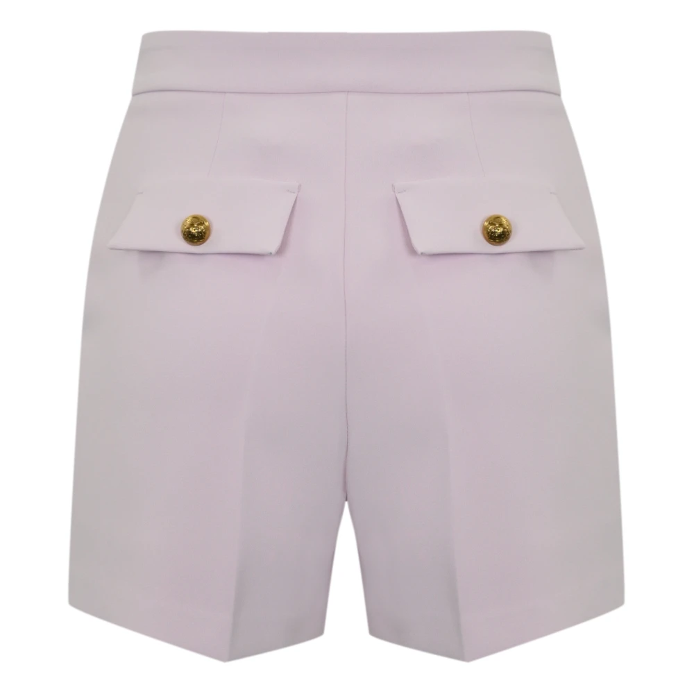 Elisabetta Franchi Crepe Stretch Shorts met Gouden Metalen Details Purple Dames