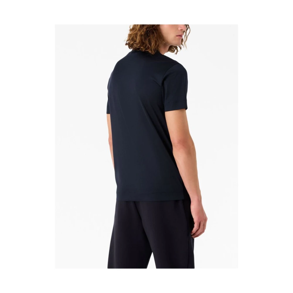 Emporio Armani Navy Blue Logo Patch T-shirt Blue Heren