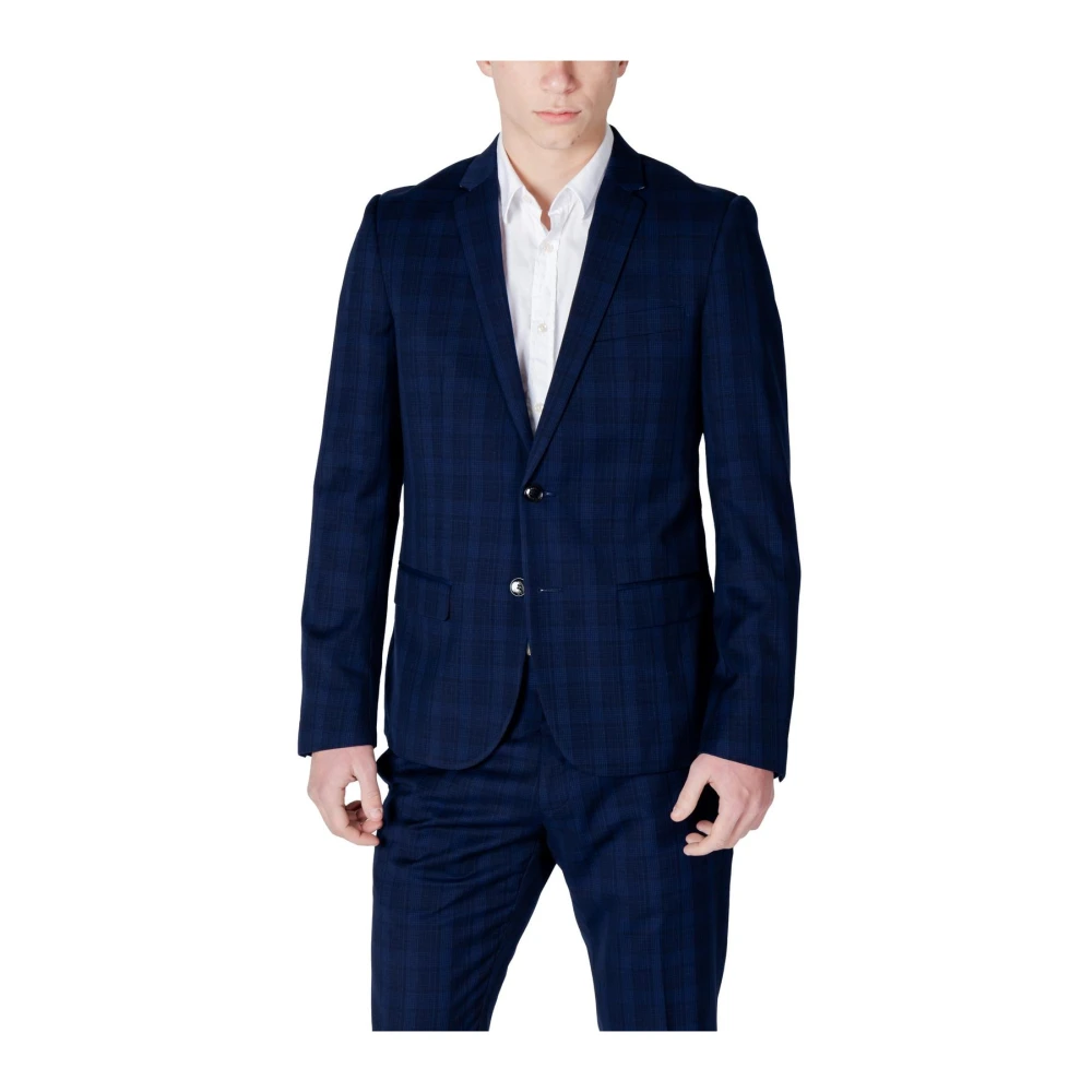 Antony Morato Uomo Blu Slimfit Check Suit