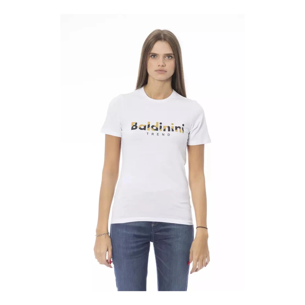 Baldinini T-shirt met ronde hals en print White Dames