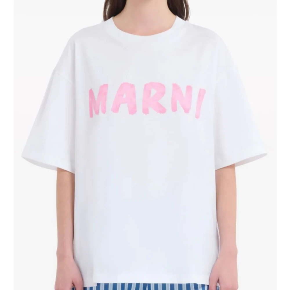Marni Wit Logo T-Shirt White Dames
