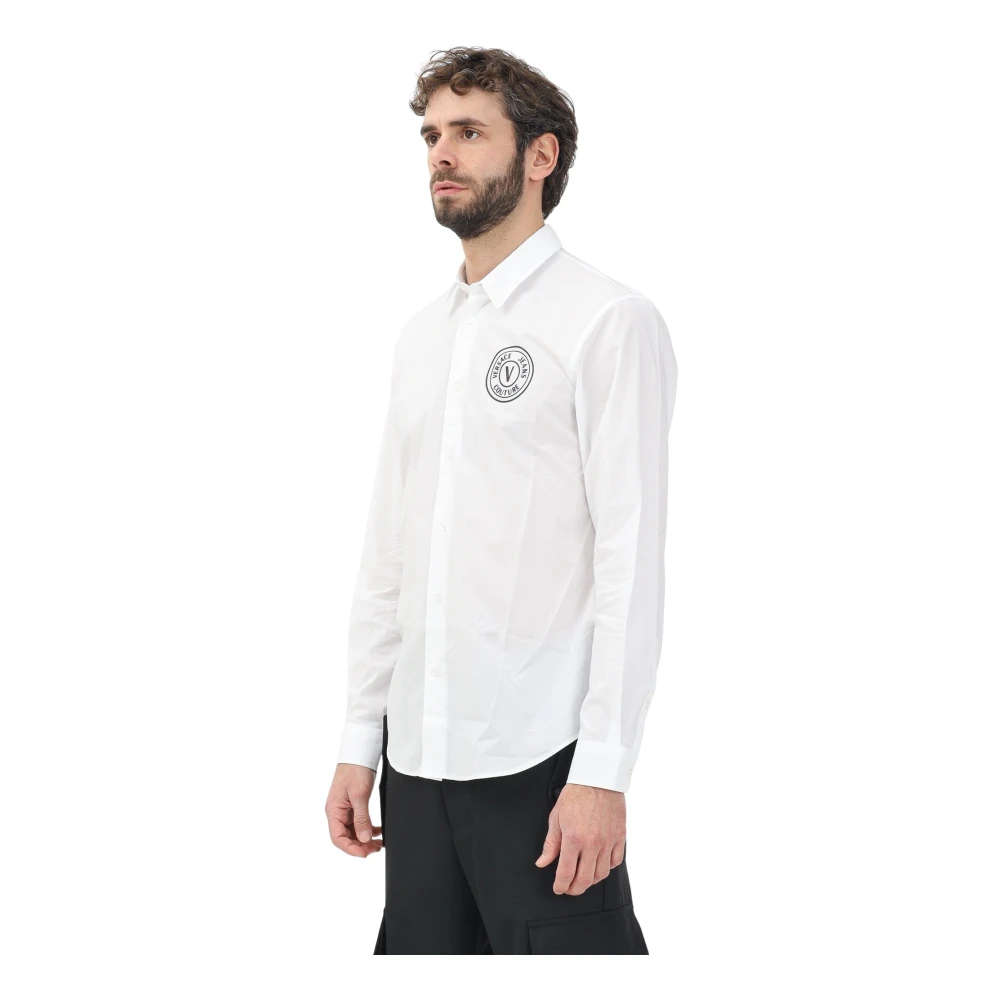 Versace Jeans Couture Wit overhemd met V-embleem White Heren