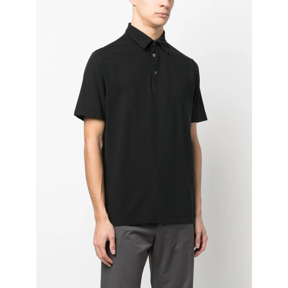 Zanone Zwart Polo Shirt met 3-Knoopsluiting Black Heren