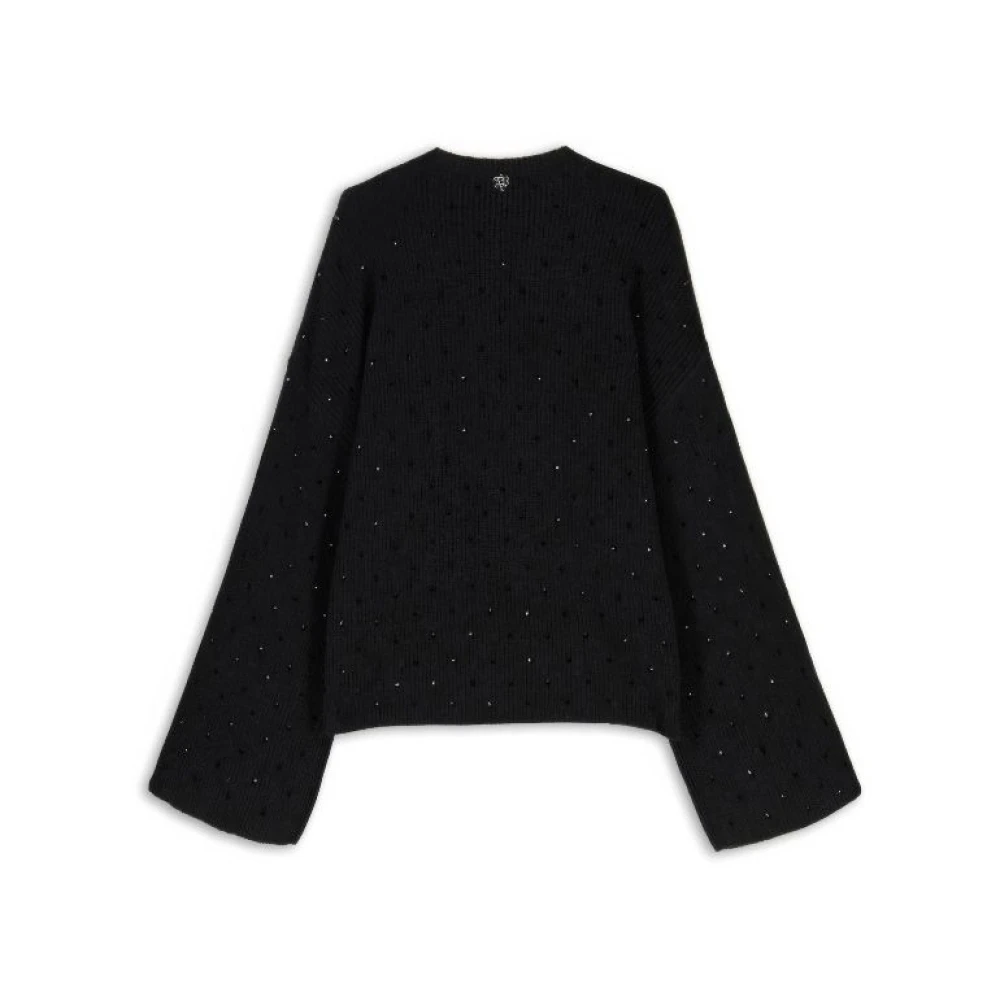 Aniye By Zwarte Alpaca Trui met Uitlopende Mouwen Black Dames