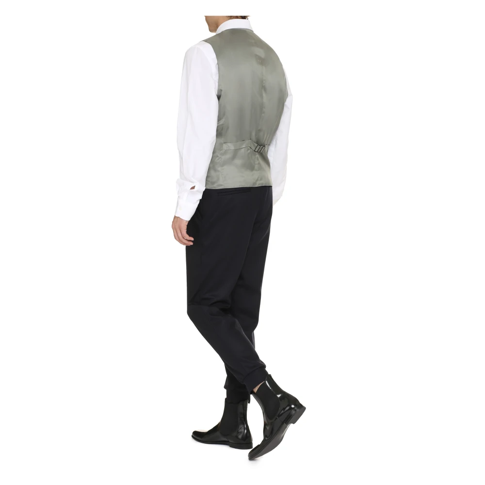 Canali Wollen vest met verstelbare band Gray Heren