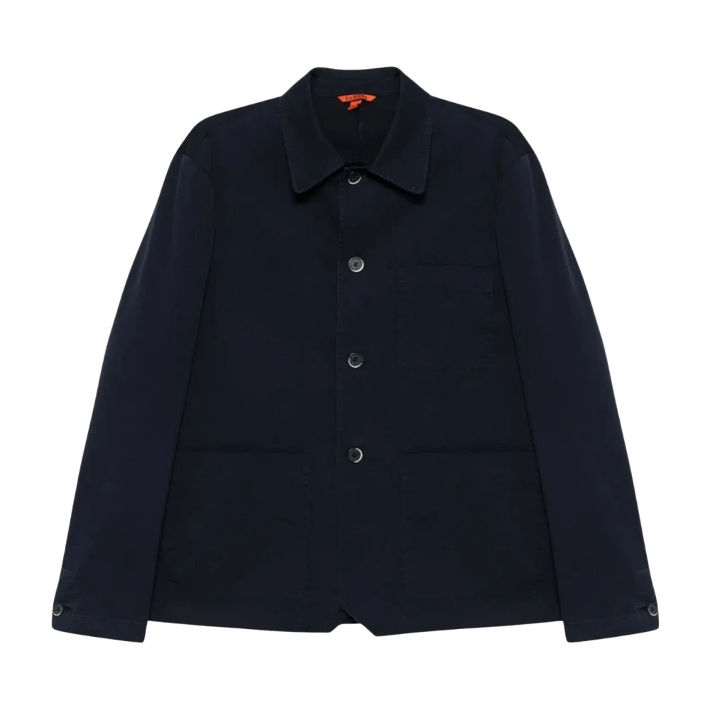 Barena Venezia Men's Blue Cotton Overshirt With Patch Pockets - Light Jackets - S - Jackets
