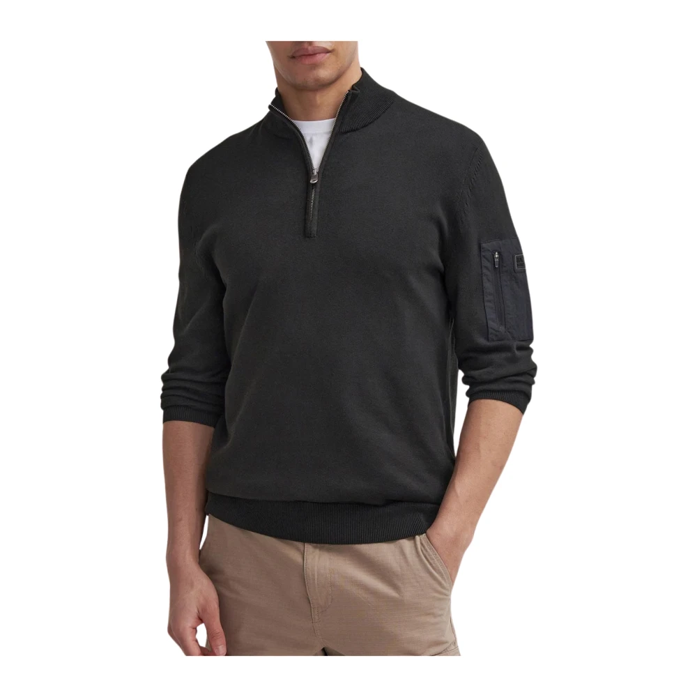 Barbour Blades Katoen Half Zip Trui Black Heren