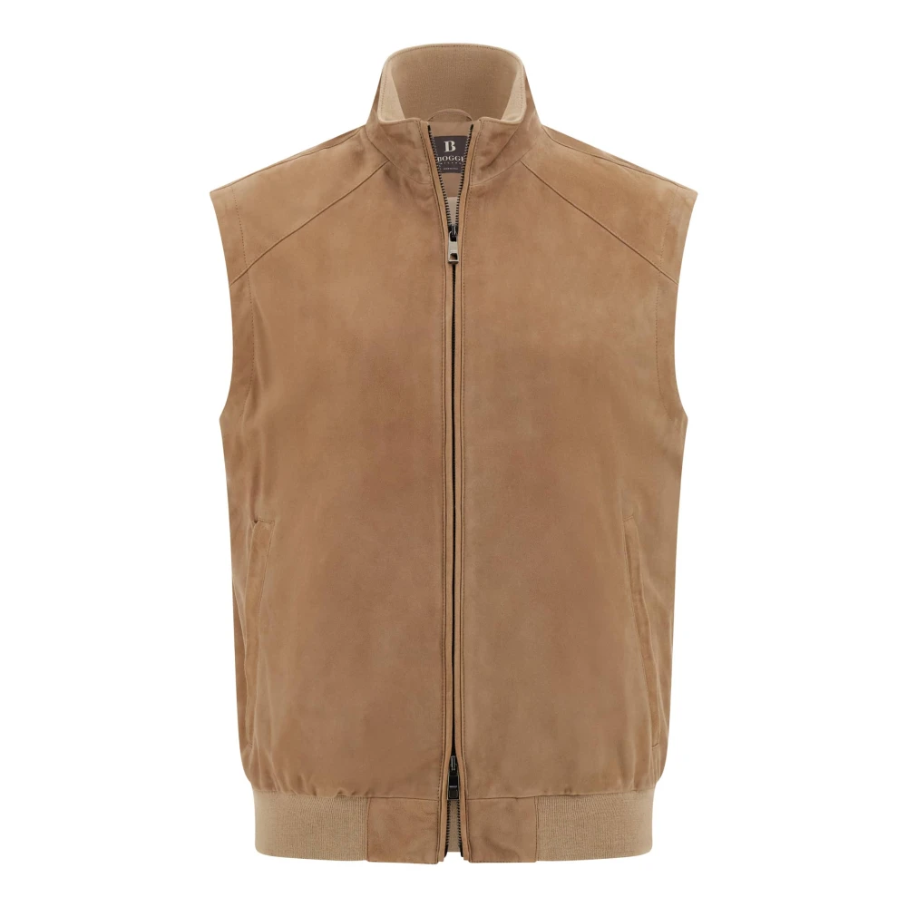 Boggi Milano Echte Suède Leren Gilet Brown Heren