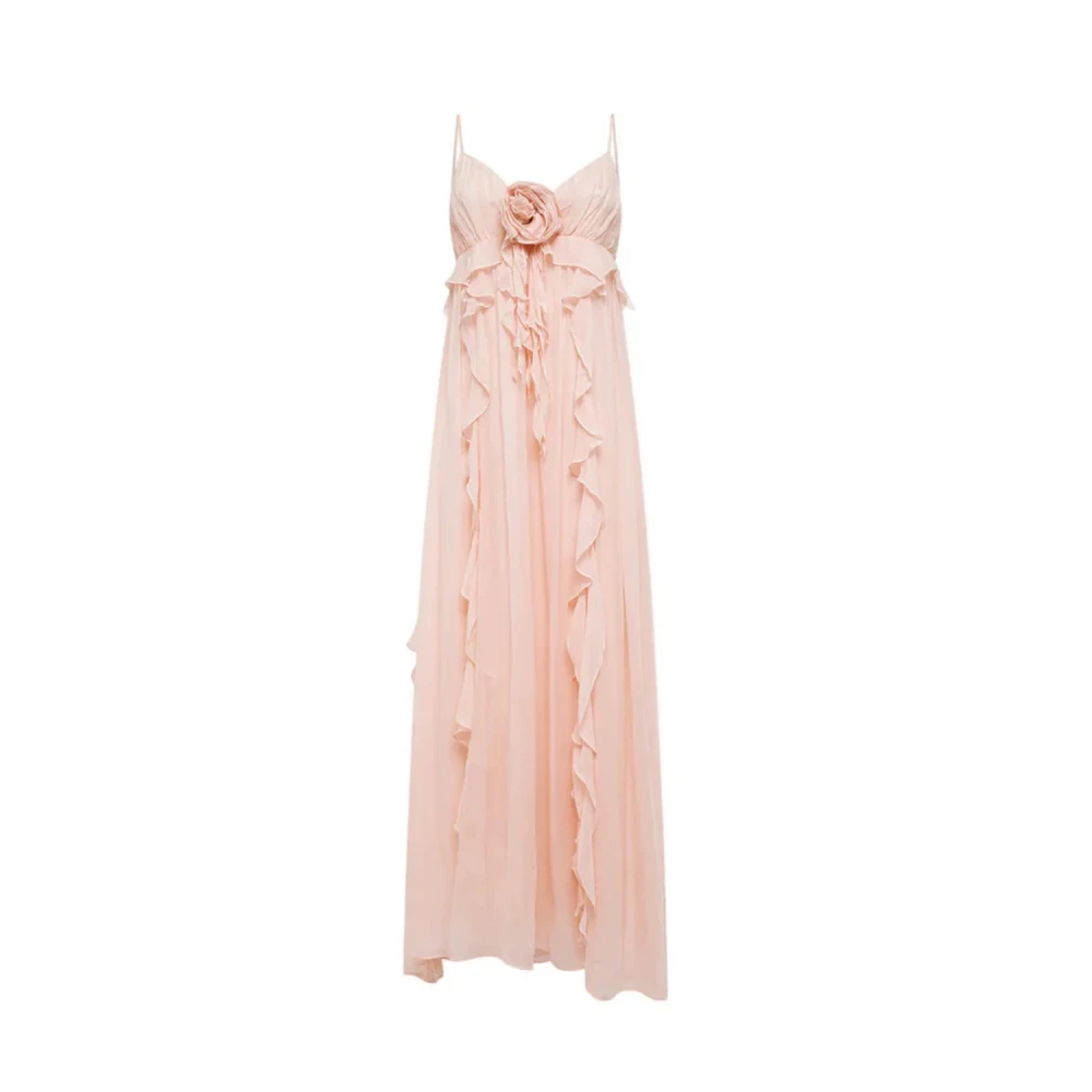 Blugirl Donna Rosa - Long Georgette Dress With Ruffles - Dresses - S