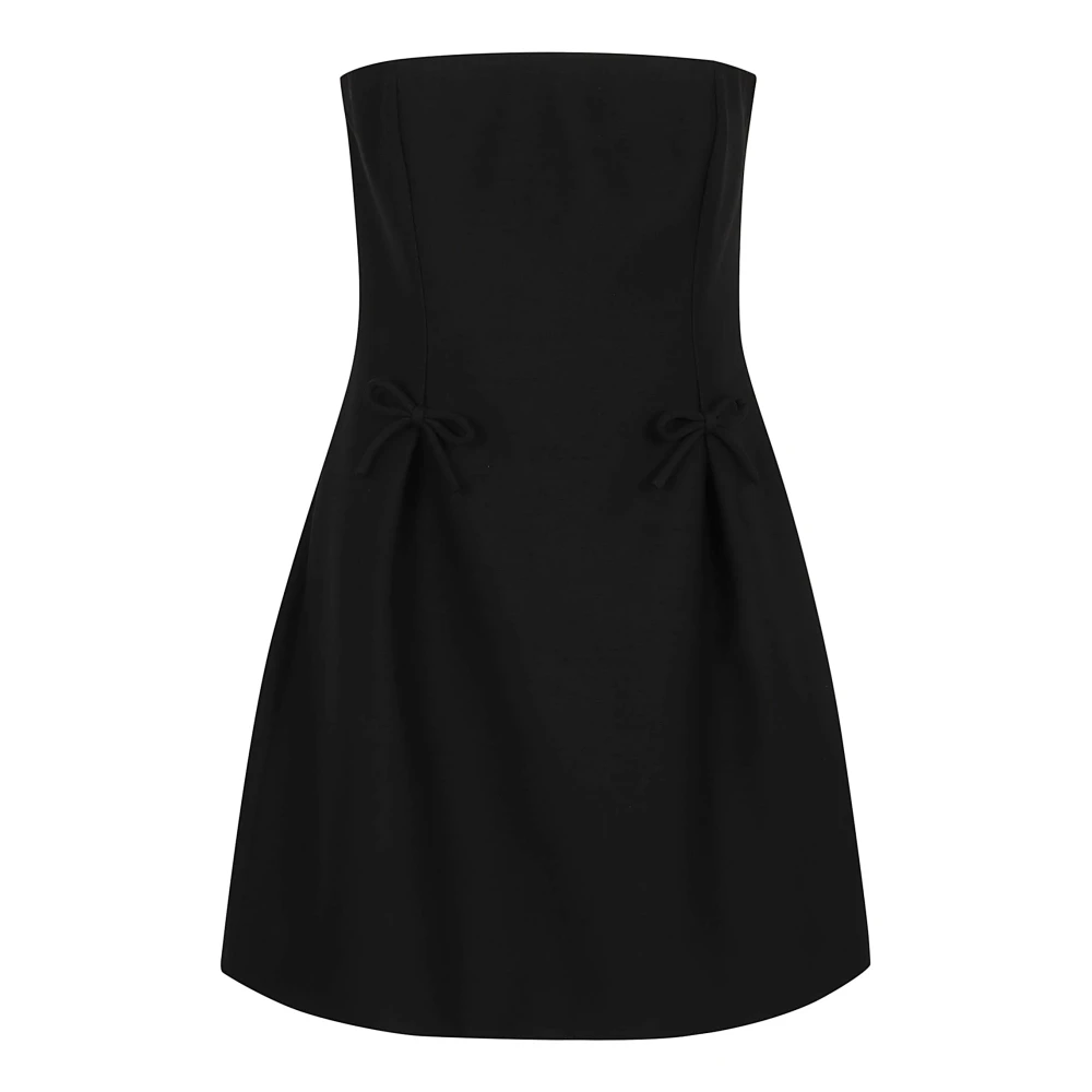 Valentino Garavani Strik Detail Crepe Couture Solid Jurk Black Dames