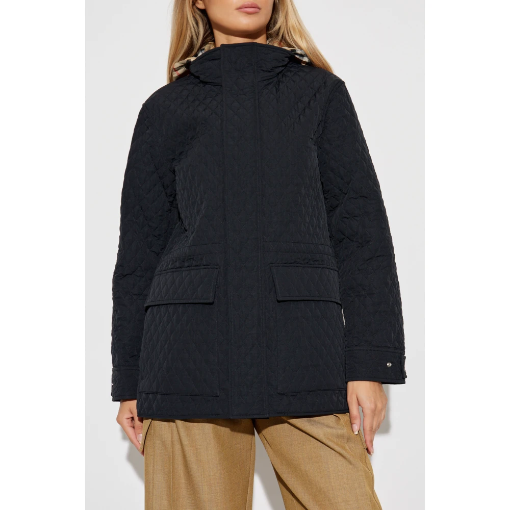 Burberry Gewatteerde jas met capuchon Black Dames
