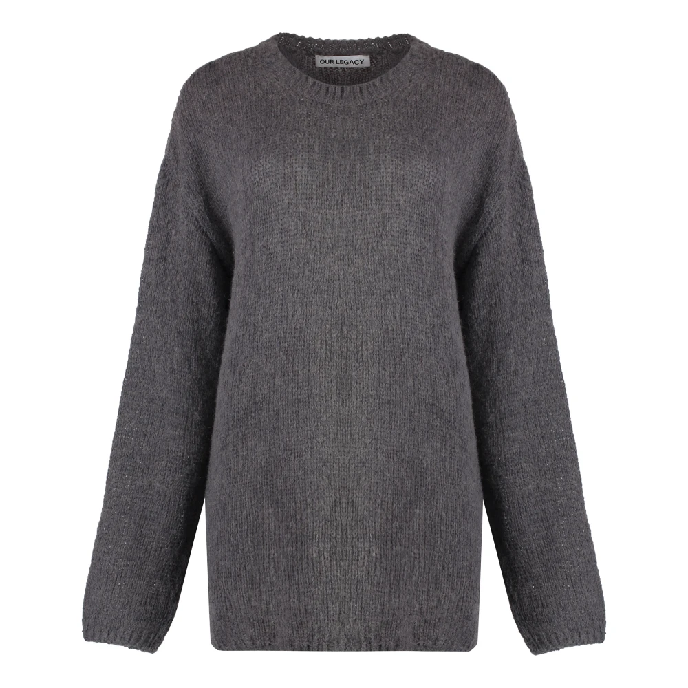 Our Legacy Geribbelde Wolmix Crew-neck Sweater Gray Dames