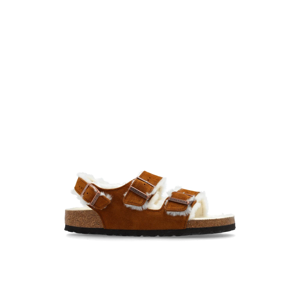 Birkenstock Milano Mocka- och fårskinnssandaler Brown, Dam