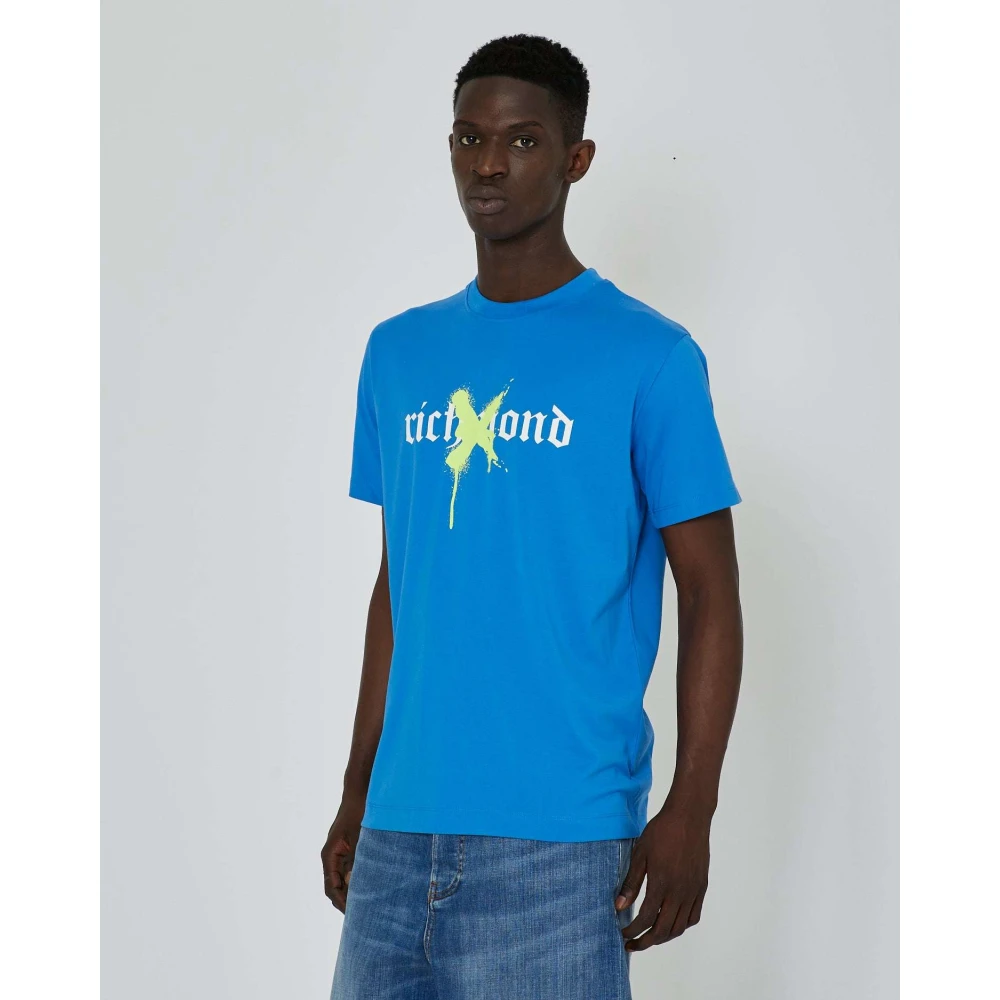 John Richmond Grafische Print T-shirt Blue Heren