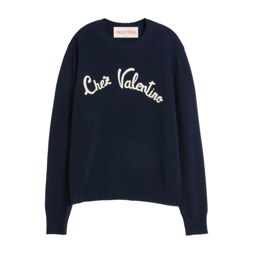 Valentino Garavani Blauwe Trui met Logodetail Blue Heren