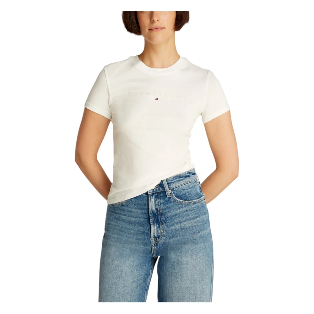 Tommy Jeans Witte Katoenen T-shirt Ronde Hals White Dames